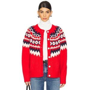 Favorite Daughter The Snowed in Cardigan in Red Fairisle